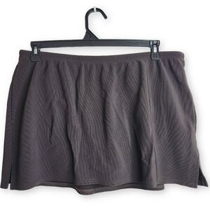 Lands End Brown Ribbed Swim Skirt Womens 18W Built In Brief Neutral